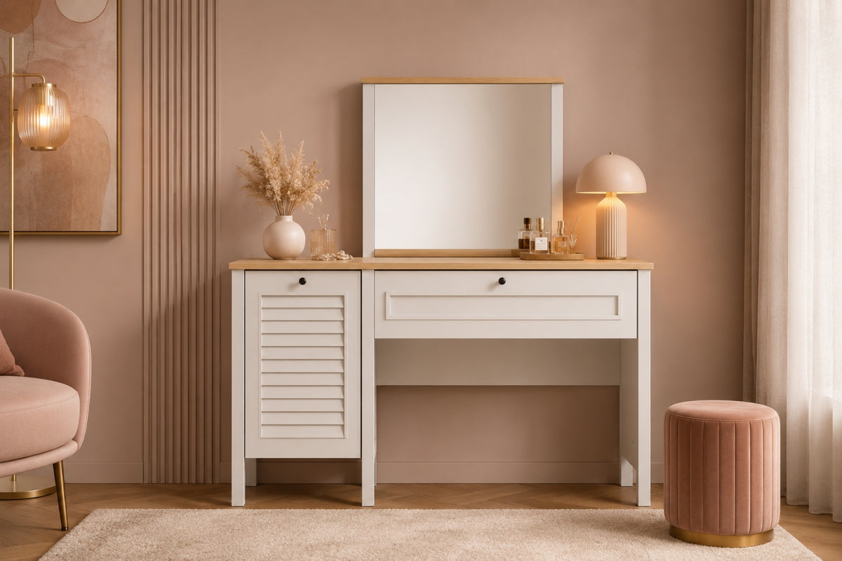Argimo Talia Aynalı Makyaj Masası 41x120x136 cm Beyaz