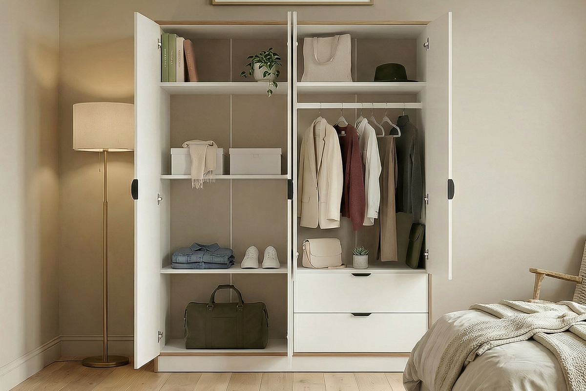 Argimo Arya 4 Kapaklı Dolap 44x128x182 cm Beyaz