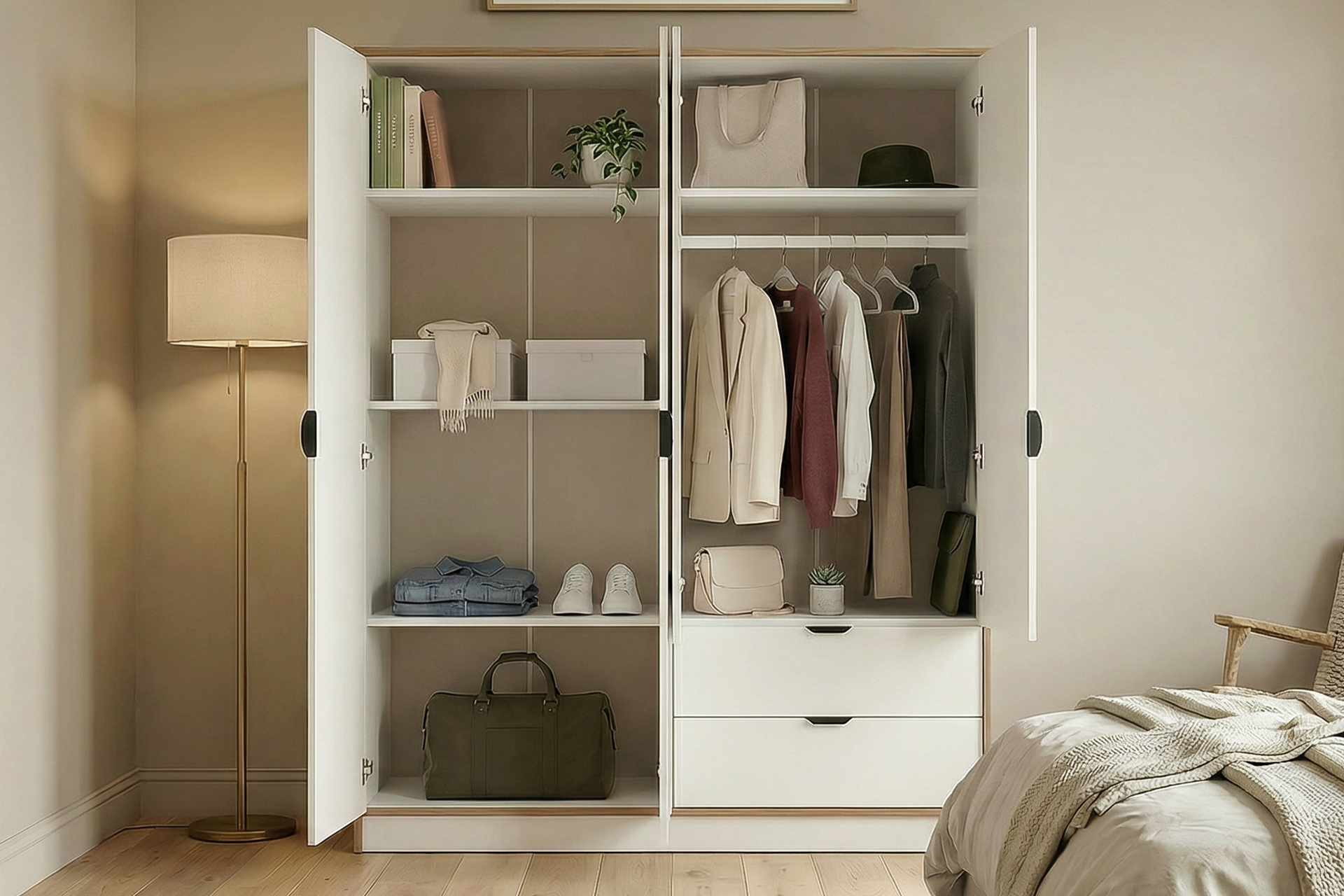 Argimo Arya 4 Kapaklı Dolap 44x128x182 cm Beyaz