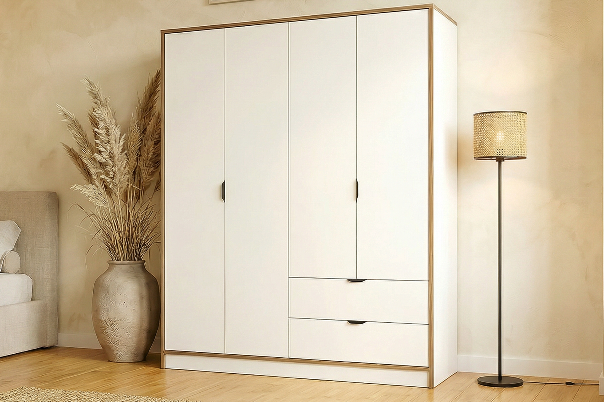 Argimo Arya 4 Kapaklı Dolap 44x128x182 cm Beyaz