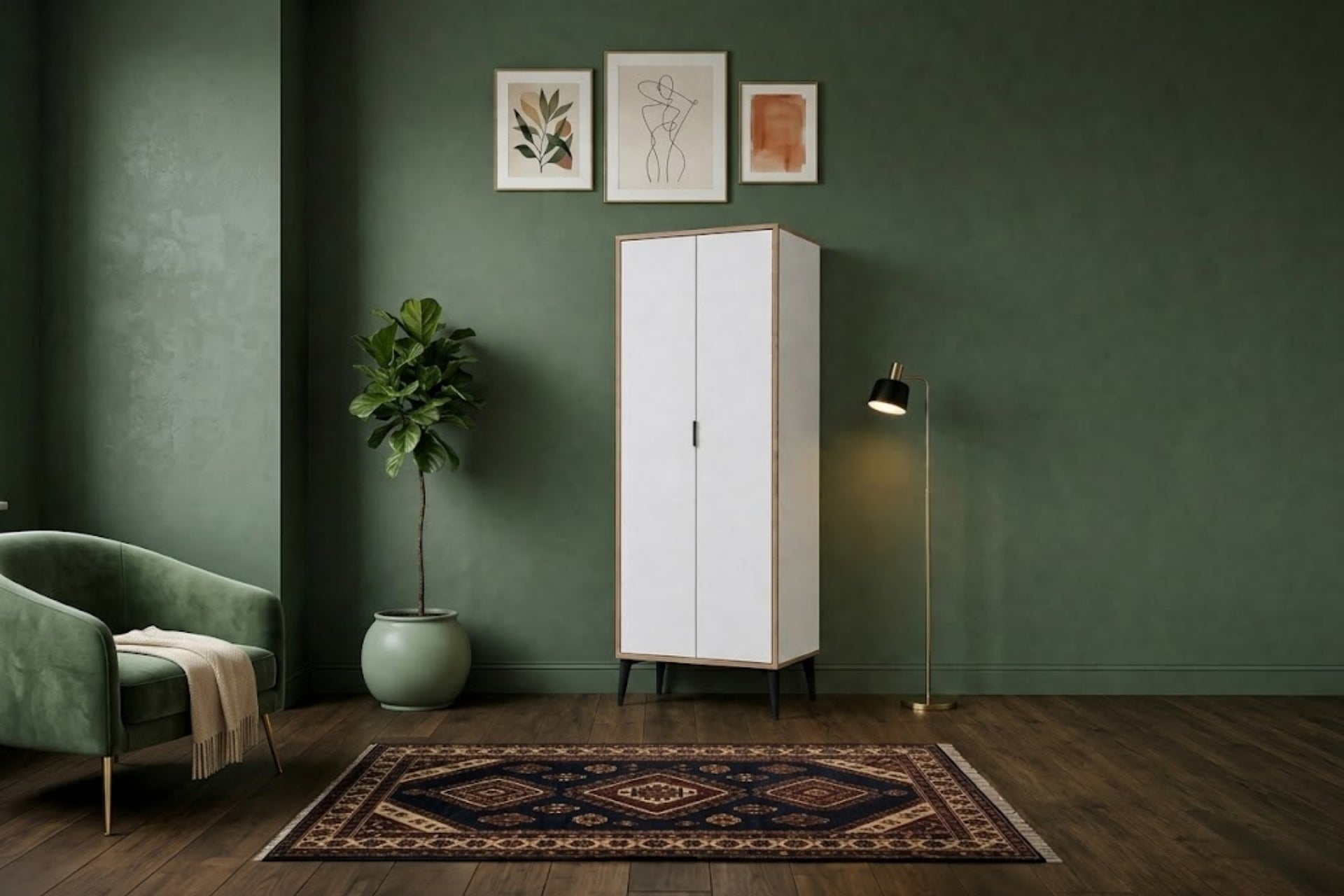 Argimo Arya 2 Kapaklı Çok Amaçlı Dolap 37x65x190 cm Beyaz