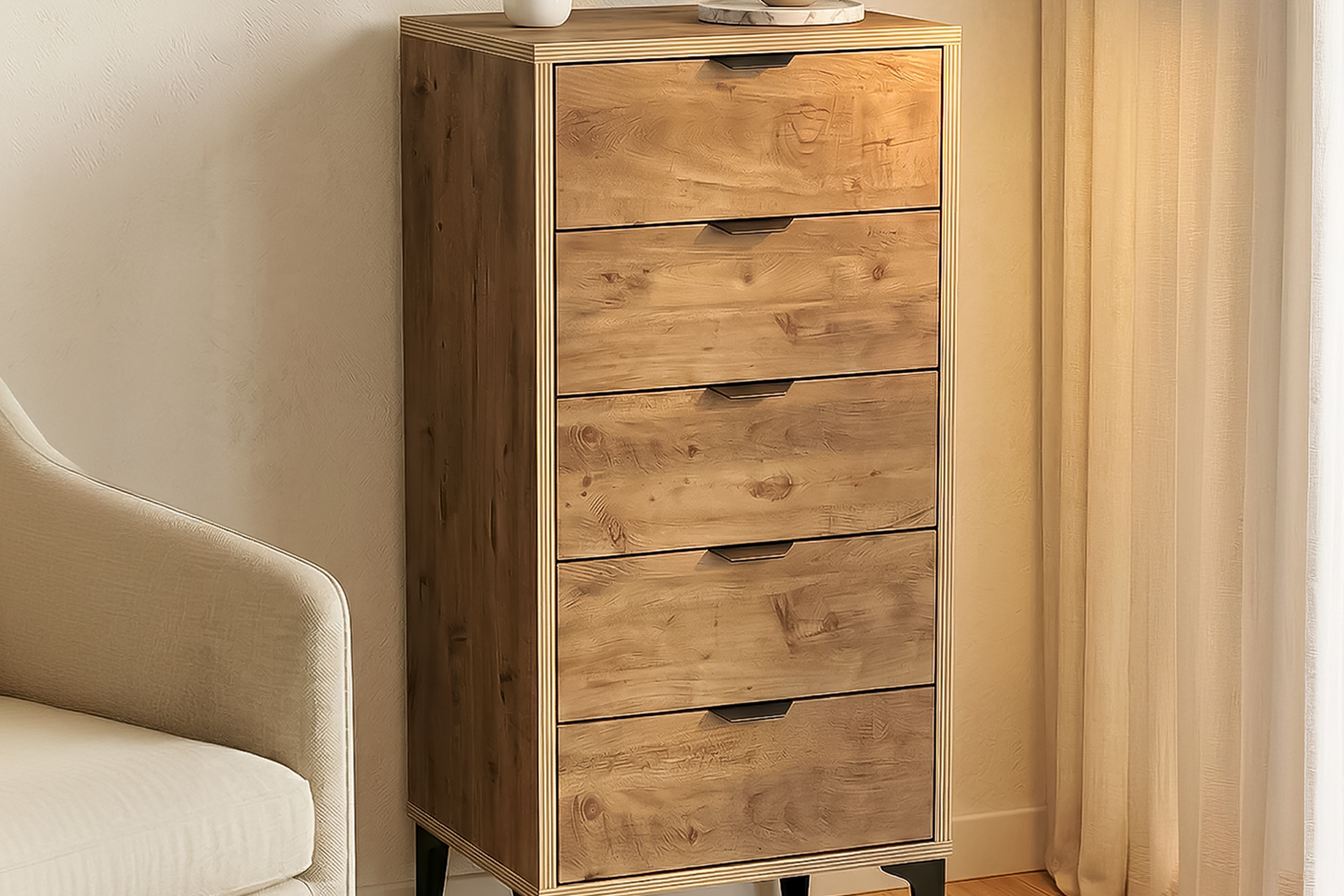 Argimo Arya 5 Çekmeceli Şifonyer Çamaşırlık 40x50x105 cm