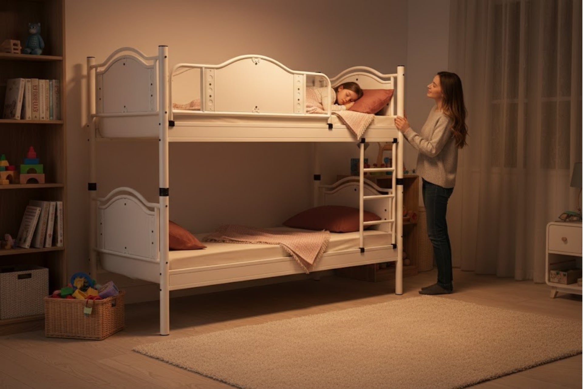 Argimo Avangard Genç Çocuk Odası Ahşap Başlıklı Metal Ranza ve Karyola