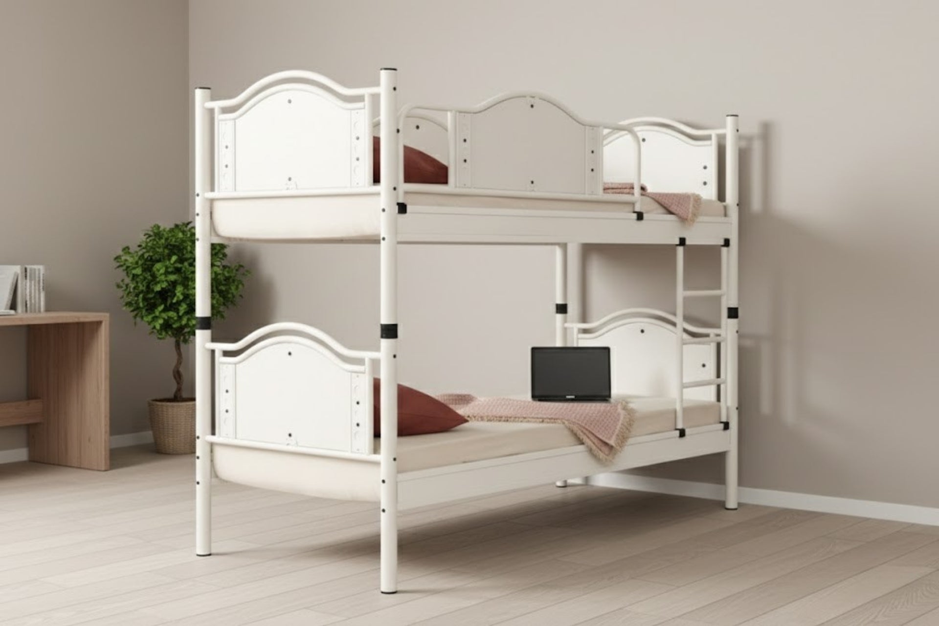 Argimo Avangard Genç Çocuk Odası Ahşap Başlıklı Metal Ranza ve Karyola