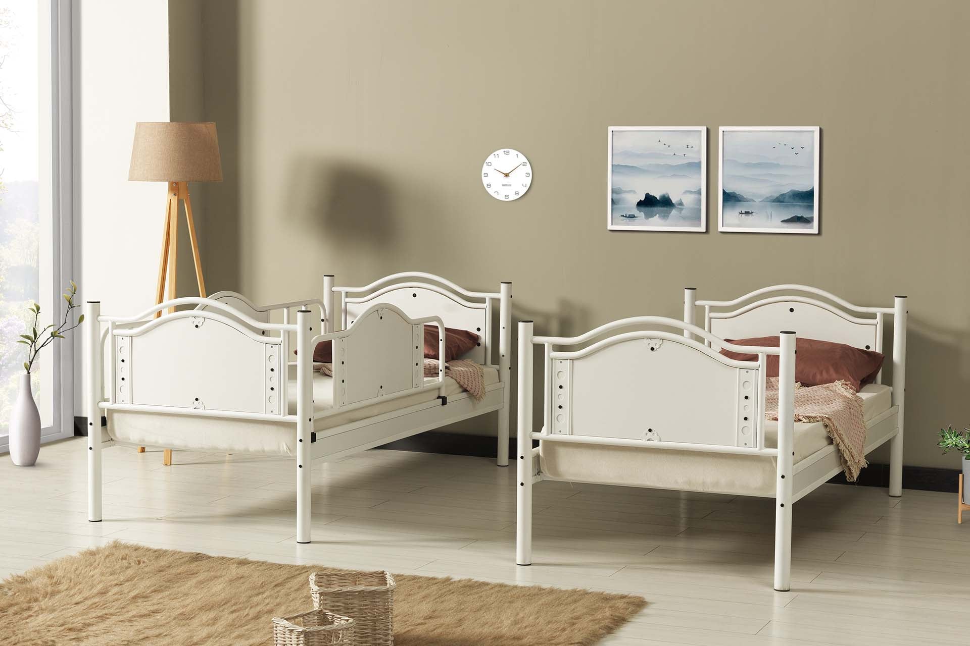 Argimo Avangard Genç Çocuk Odası Ahşap Başlıklı Metal Ranza ve Karyola