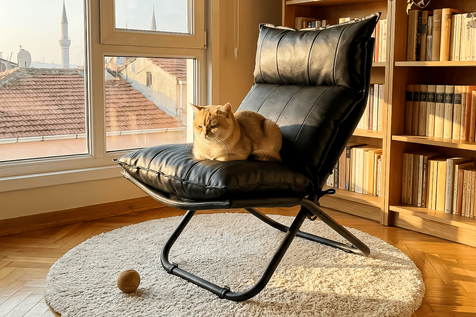 Argimo Baron Metal İskeletli Katlanır Dinlenme Koltuğu Modern Lounge Minderli Sandalye Tekli TV Koltuk