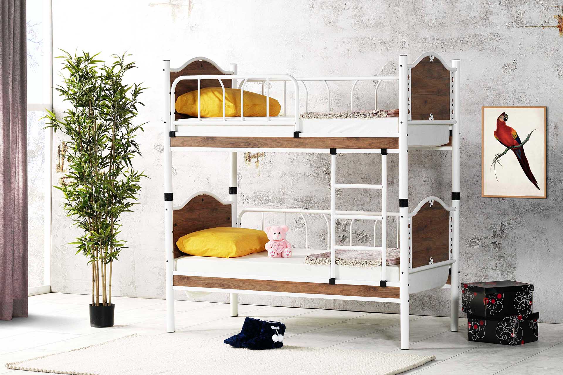 Argimo İnci Baby Çocuk Genç Odası Ahşap Başlık Metal Ranza ve Karyola