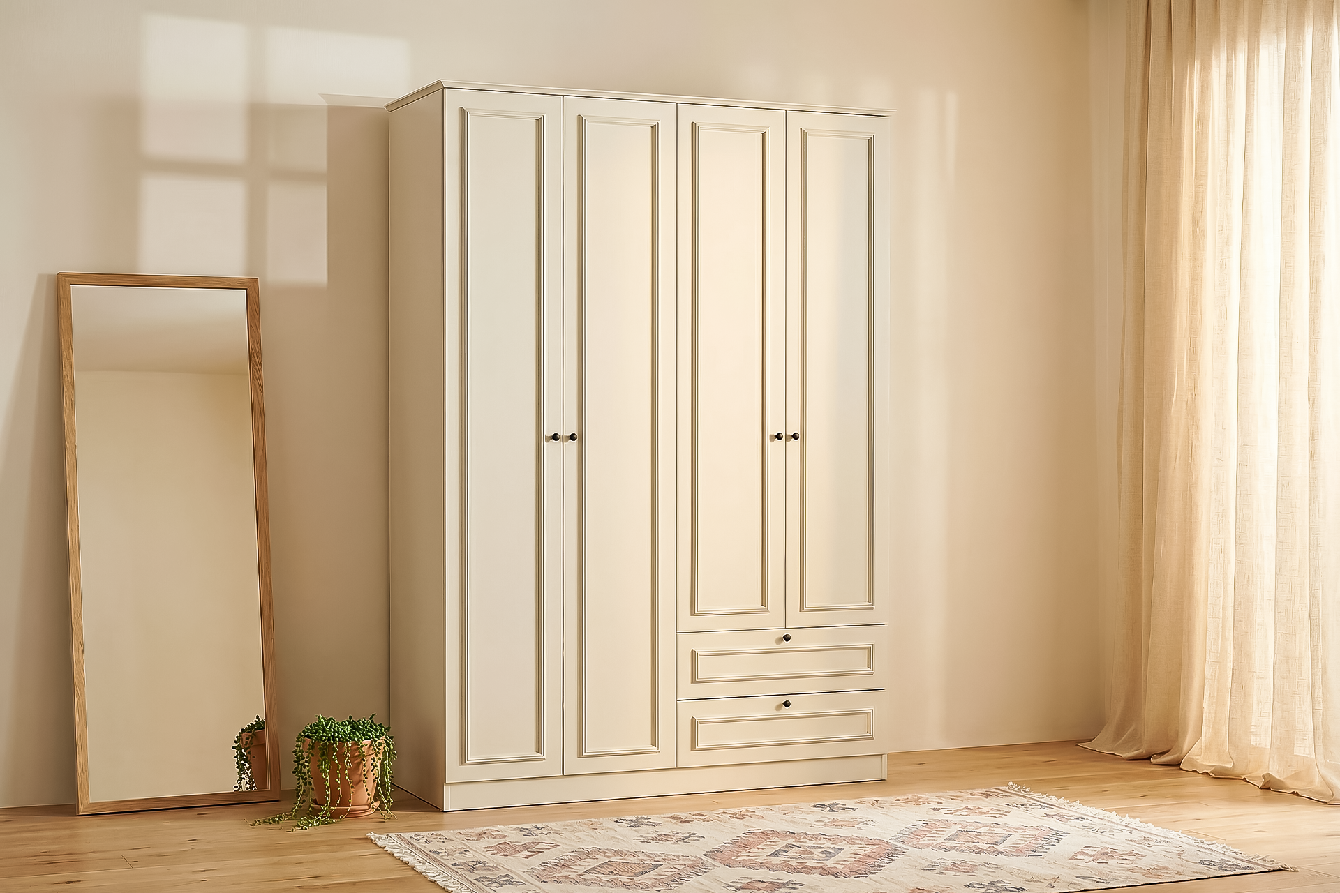 Argimo Maya 4 Kapaklı Dolap 54x140x210 cm Beyaz