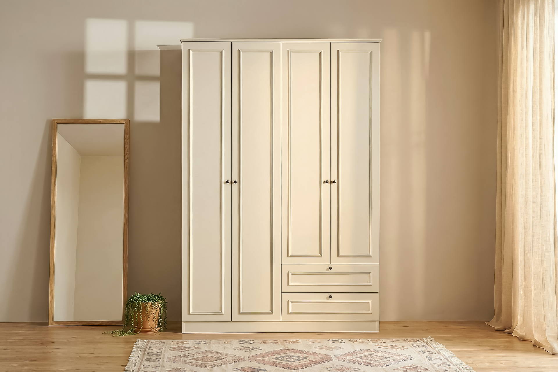 Argimo Maya 4 Kapaklı Dolap 54x140x210 cm Beyaz