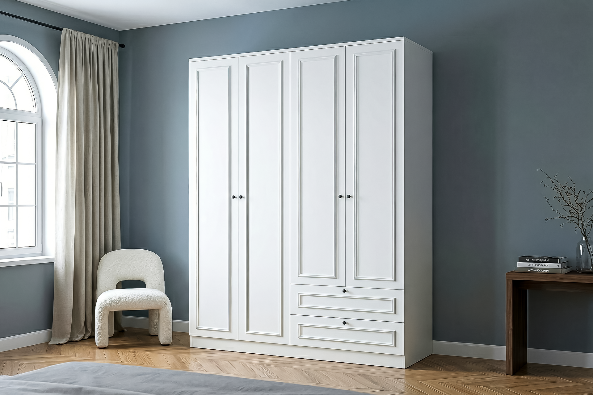 Argimo Maya 4 Kapaklı Dolap 54x140x210 cm Beyaz