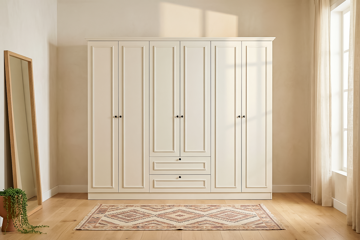 Argimo Maya 6 Kapaklı Dolap 54x182x209 cm Beyaz