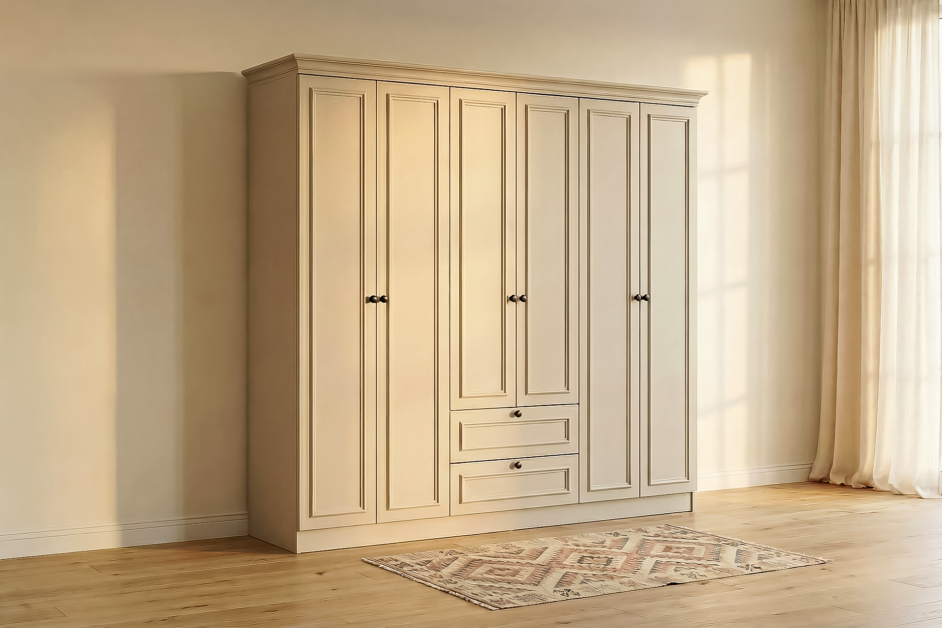 Argimo Maya 6 Kapaklı Dolap 54x182x209 cm Beyaz