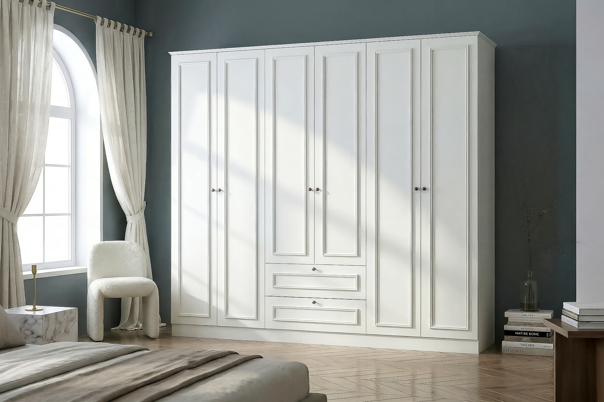 Argimo Maya 6 Kapaklı Dolap 54x182x209 cm Beyaz