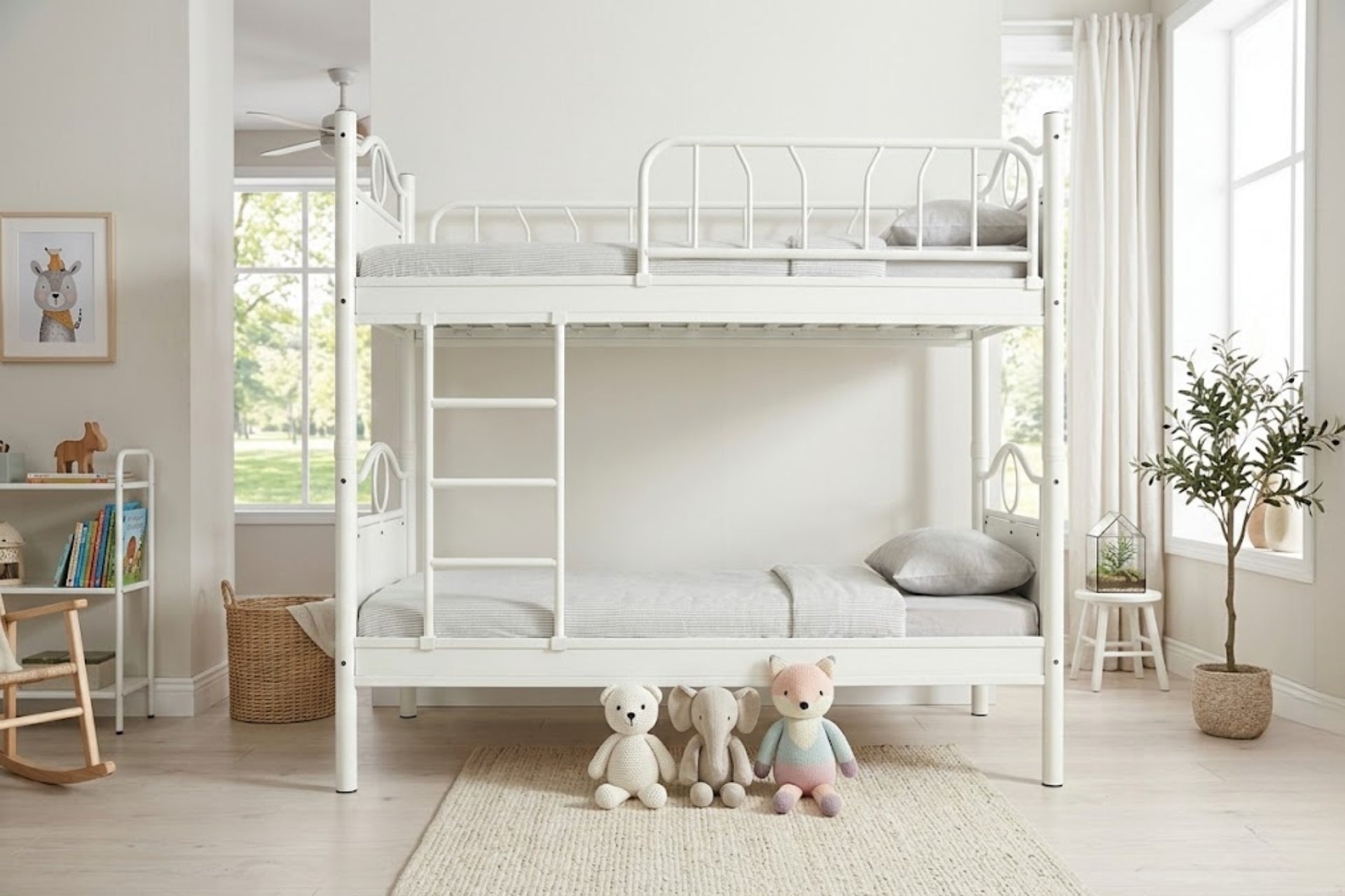 Argimo Zümrüt Genç Çocuk Odası Beyaz Metal Ranza ve Karyola