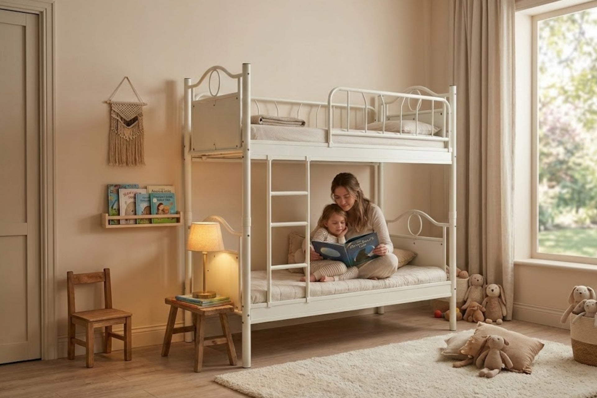 Argimo Zümrüt Genç Çocuk Odası Beyaz Metal Ranza ve Karyola