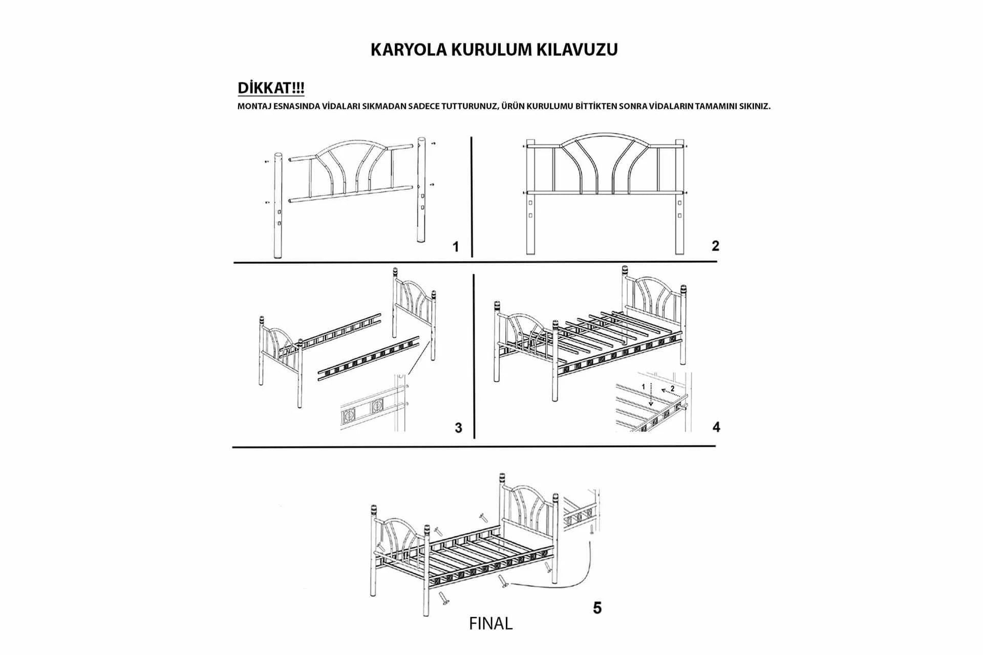 Argimo Pero Sultan Tek Kişilik Başlıklı Metal Beyaz Karyola - Argimo