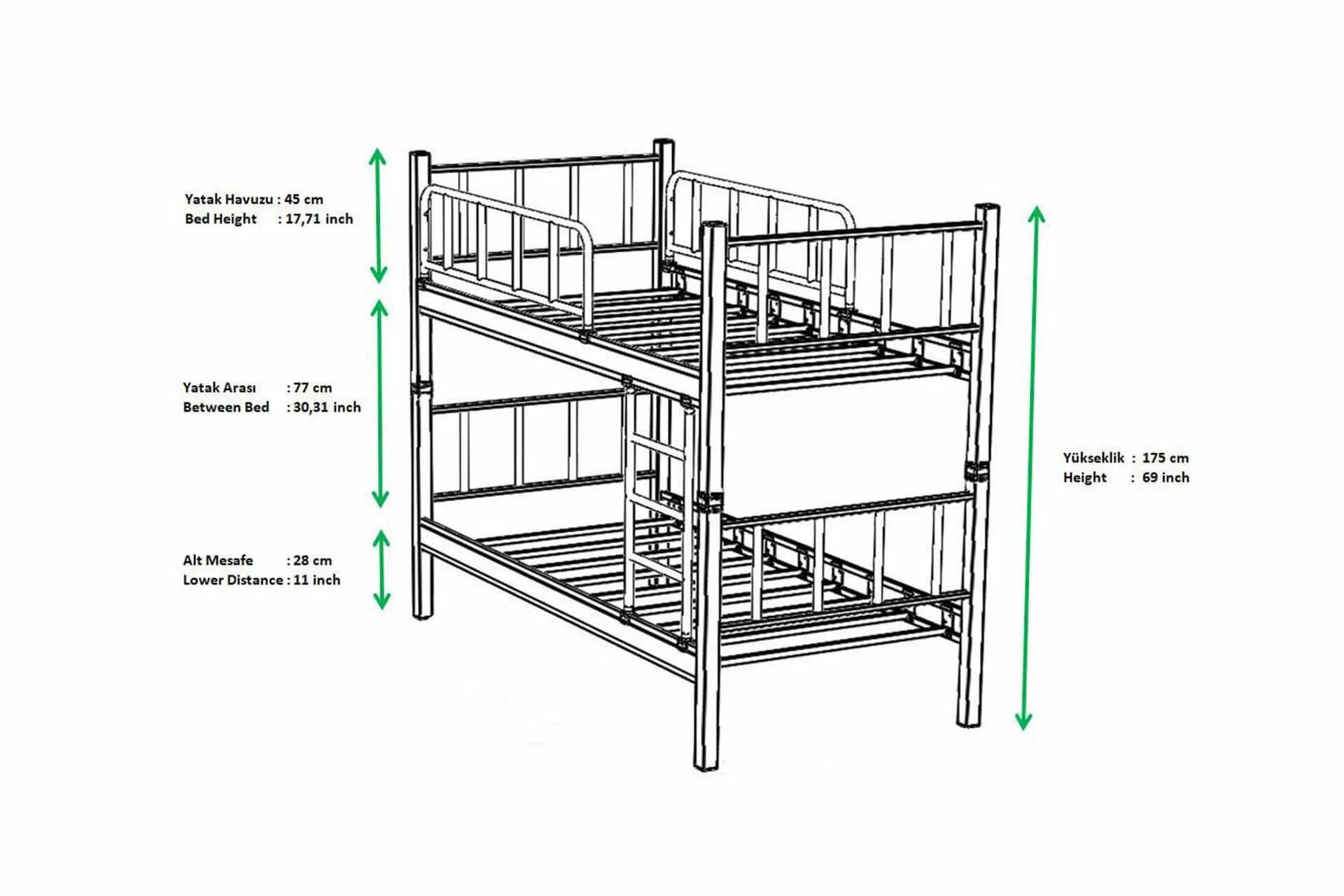 Argimo Yurt Genç Çocuk Odası Metal Ranza ve Karyola - Argimo