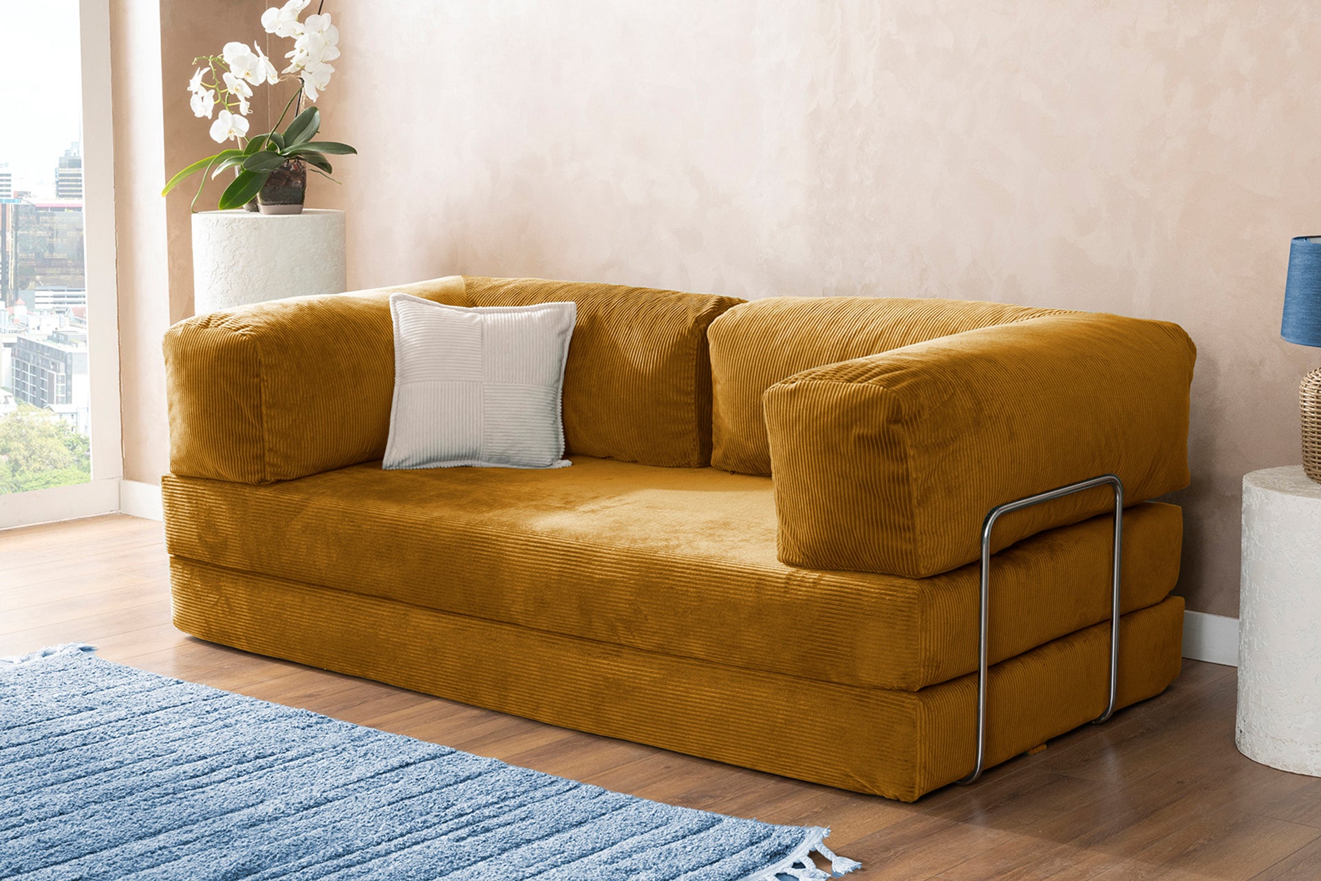 Argimo Godila Çok Amaçlı Sofa Çift Kişilik Yatak Koltuk Pembe