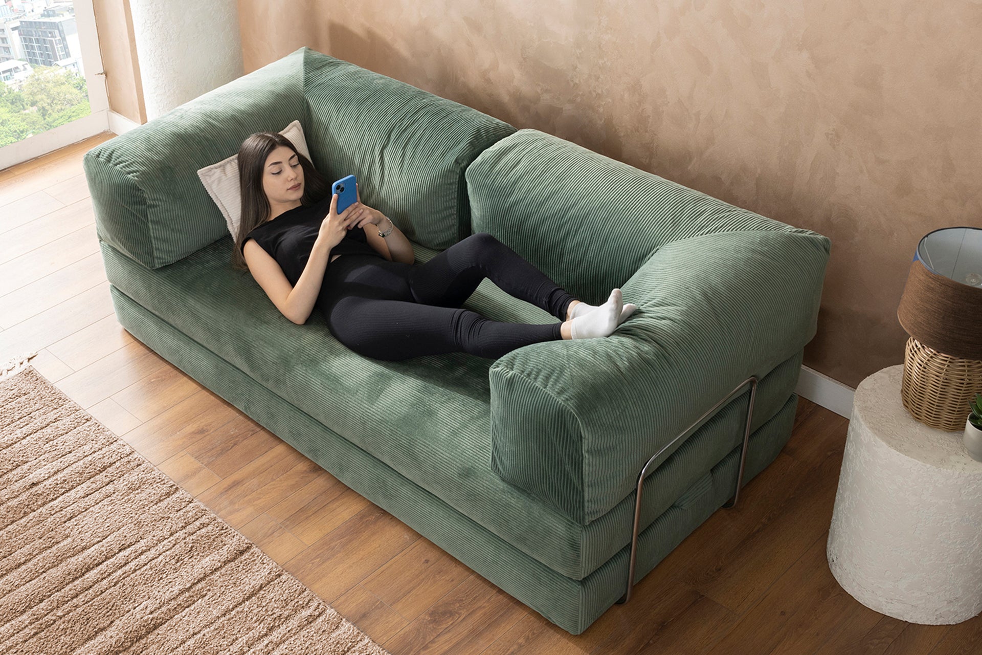 Argimo Godila Çok Amaçlı Sofa Çift Kişilik Yatak Koltuk Pembe