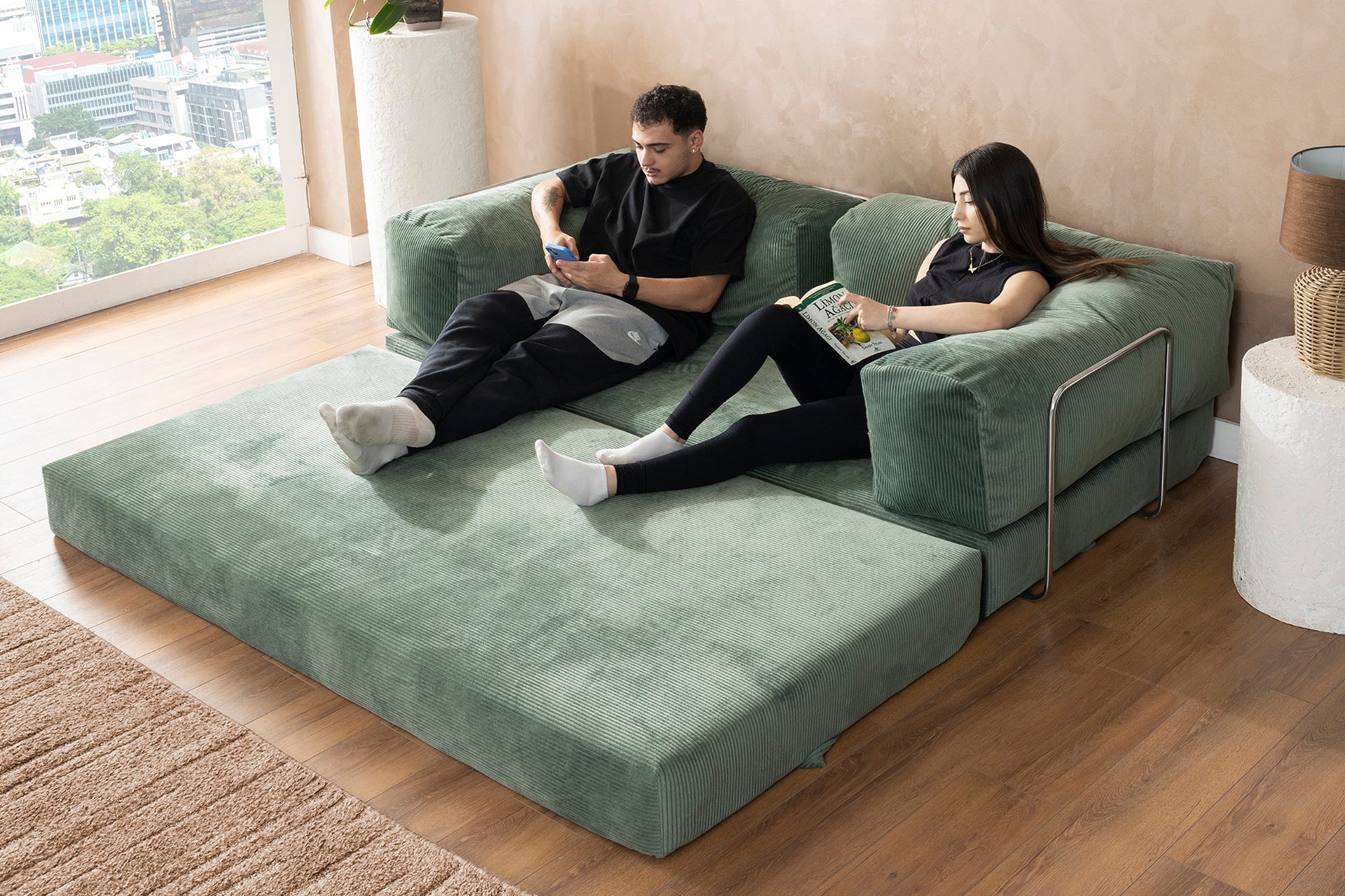 Argimo Godila Çok Amaçlı Sofa Çift Kişilik Yatak Koltuk Pembe