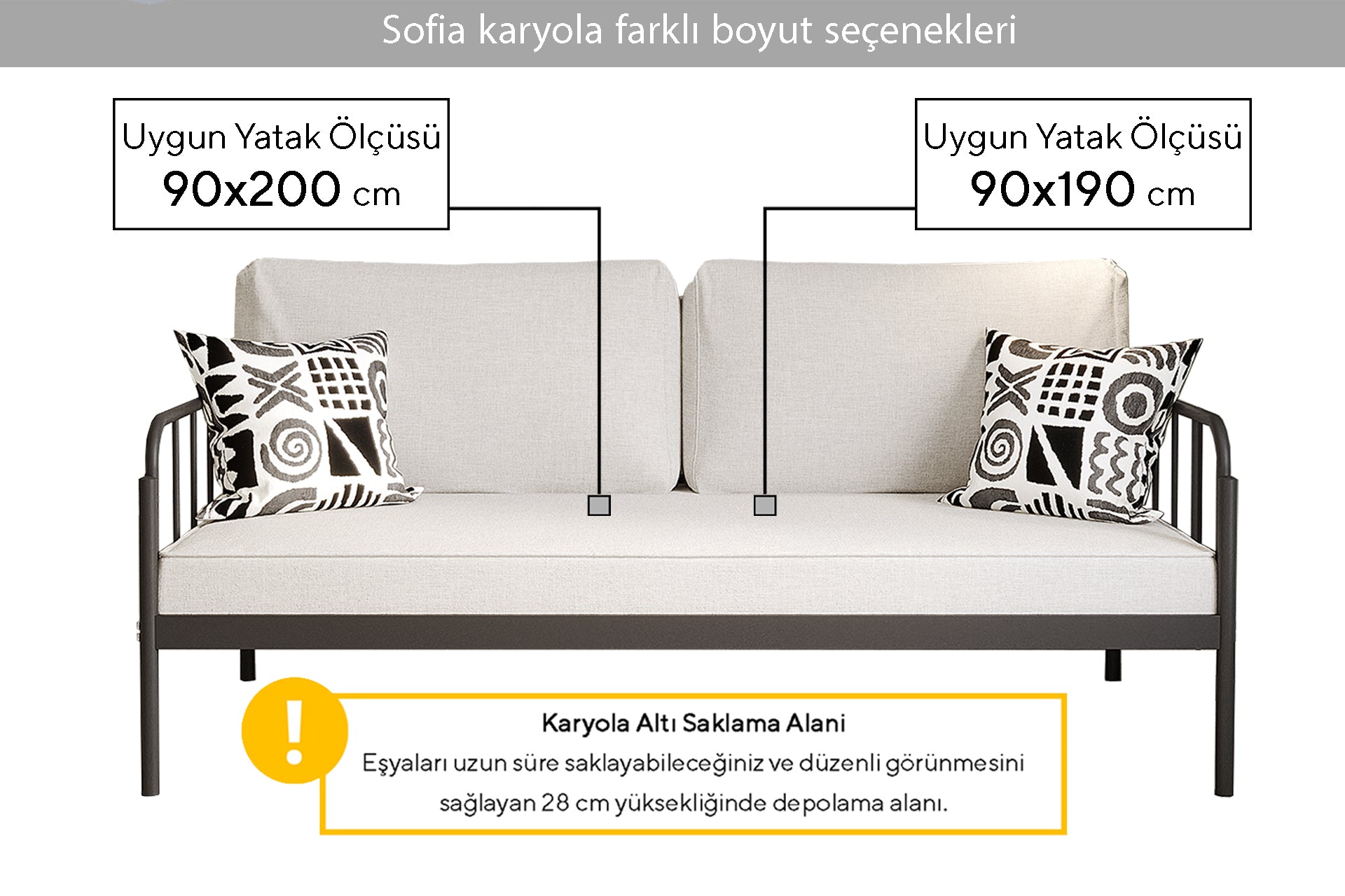 Argimo Sofia Kırlentli Minderli Metal Beyaz Karyola
